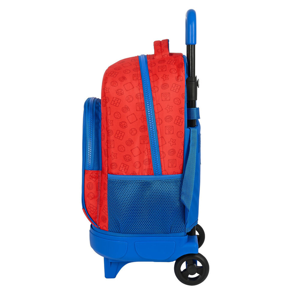 Mokyklinė kuprinė su ratukais Super Mario Raudona Mėlyna (33 x 45 x 22 cm) kaina ir informacija | Kuprinės mokyklai, sportiniai maišeliai | pigu.lt