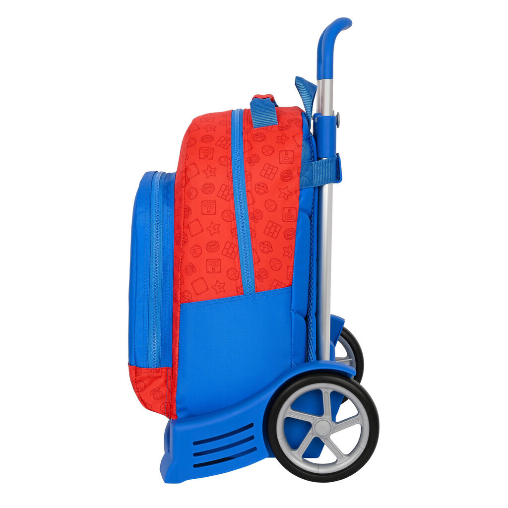 Mokyklinė kuprinė su ratukais Super Mario Raudona Mėlyna (32 x 42 x 15 cm) kaina ir informacija | Kuprinės mokyklai, sportiniai maišeliai | pigu.lt
