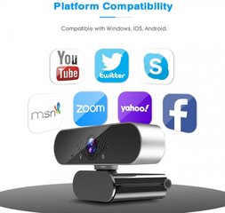 USB HD 1080p Веб-камера Teaisiy с микрофоном (silver black) цена и информация | Компьютерные (Веб) камеры | pigu.lt
