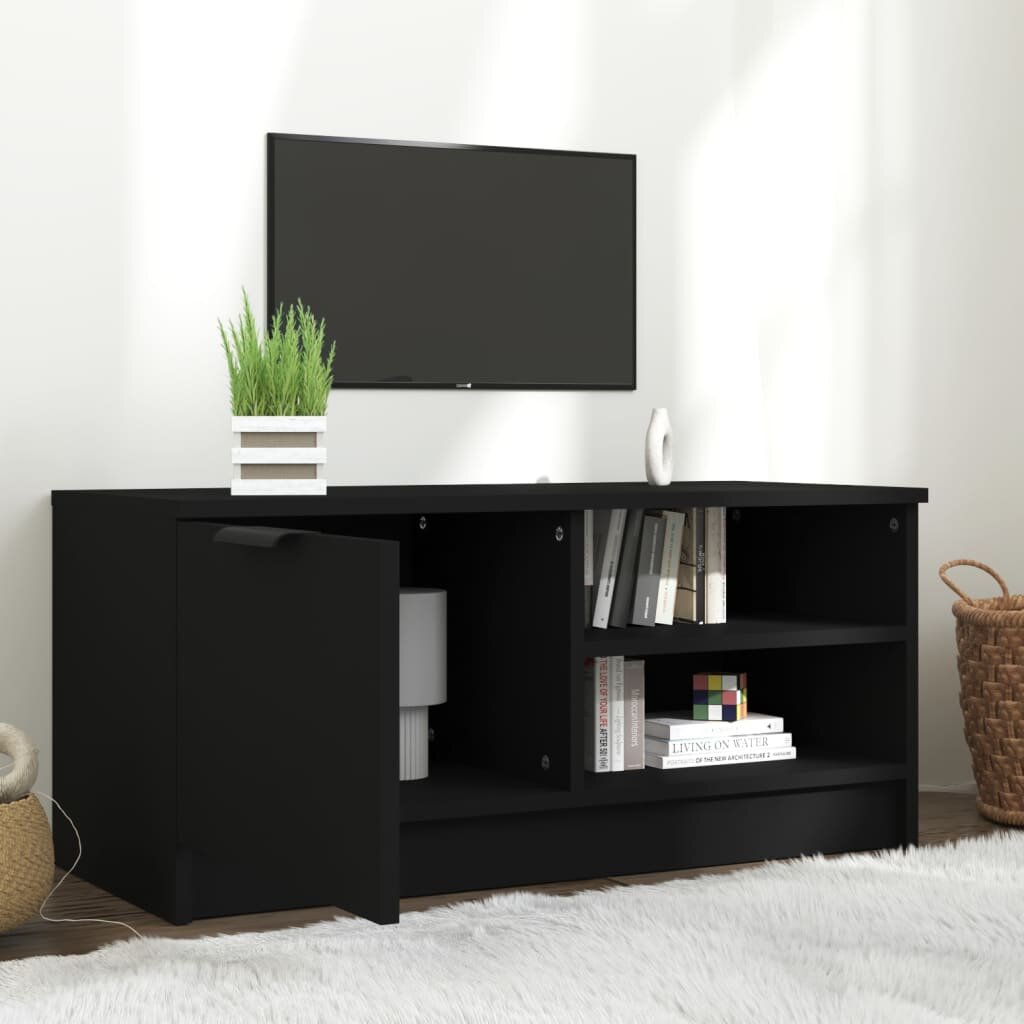vidaXL Televizoriaus spintelė, juoda, 80x35x36,5cm, apdirbta mediena kaina ir informacija | TV staliukai | pigu.lt