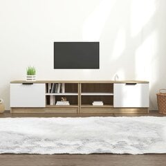 vidaXL TV spintelės, 2vnt., baltos/ąžuolo, 80x35x36,5cm, mediena kaina ir informacija | TV staliukai | pigu.lt