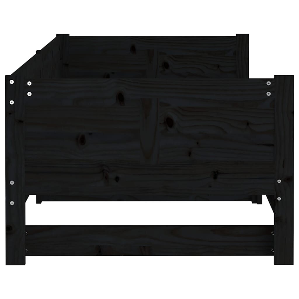 Ištraukiama lova, juoda, 2x(90x200)cm, pušies medienos masyvas kaina ir informacija | Lovos | pigu.lt