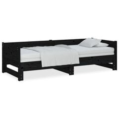 Ištraukiama lova, juoda, 2x(80x200)cm, pušies medienos masyvas цена и информация | Кровати | pigu.lt
