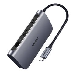 Адаптер UGREEN 7в1 CM212 USB-C PD Hub 100W, 2x USB-A 3.0, HDMI 4K|30Hz, SD|TF, RJ45 цена и информация | Адаптеры, USB-разветвители | pigu.lt