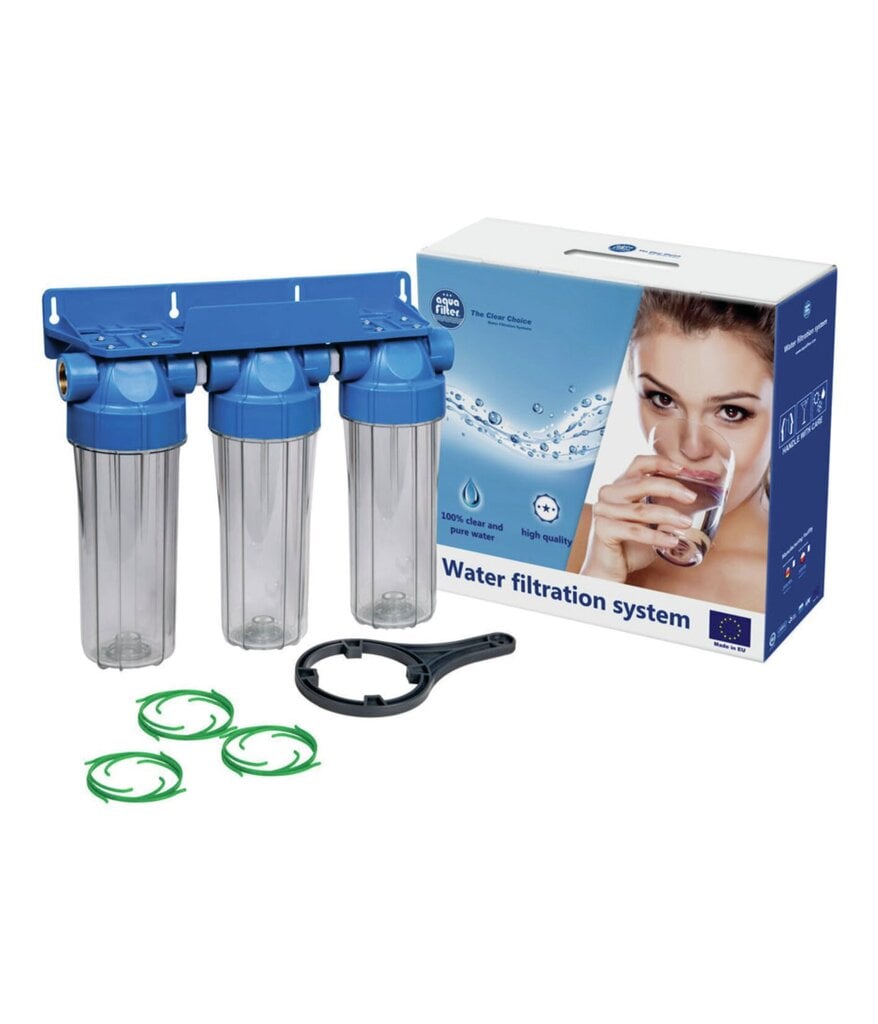 10" Aquafilter Fhprcl-b-triple serijos šalto vandens filtrų komplektai kaina ir informacija | Vandens filtrai, valymo įrenginiai | pigu.lt