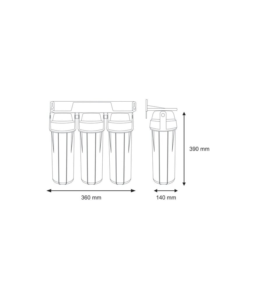 10" Aquafilter Fhprcl-b-triple serijos šalto vandens filtrų komplektai kaina ir informacija | Vandens filtrai, valymo įrenginiai | pigu.lt