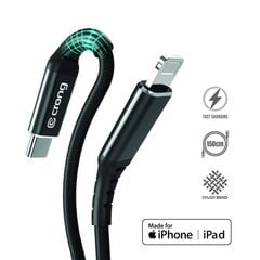 Crong Armor Link, USB-C - Lightning MFi, 1.5 m kaina ir informacija | Laidai telefonams | pigu.lt