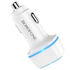 Borofone Car charger BZ14 Max - 2xUSB - 2,4A white цена и информация | Зарядные устройства для телефонов | pigu.lt