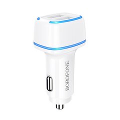 Borofone Car charger BZ14 Max - 2xUSB - 2,4A white цена и информация | Зарядные устройства для телефонов | pigu.lt