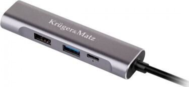 Kruger&amp;Matz (HUB) USB C - HDMI / USB 3.0 / USB 2.0 / C kaina ir informacija | Adapteriai, USB šakotuvai | pigu.lt