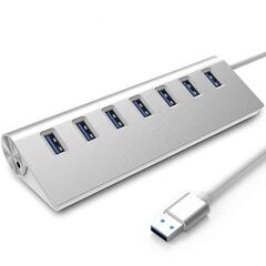 Разветвитель портов для компьютера HUB 7 x USB 3.0, вспомогательный порт питания для Windows, MacOs, Linux цена и информация | Адаптеры, USB-разветвители | pigu.lt