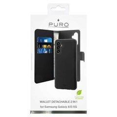 Puro Wallet Detachable Samsung A13 5G A136 2w1 czarne|black SGA13BOOKC3BLK цена и информация | Чехлы для телефонов | pigu.lt