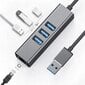 Adapteris HUB 3.0 , 3 USB 3.0 prievadai + Ethernet RJ45 Gigabit 1000 MB, skirtas Windows, MacOs, Linux kaina ir informacija | Adapteriai, USB šakotuvai | pigu.lt