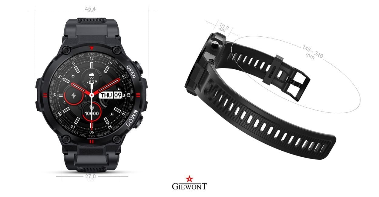 Giewont Focus SmartCall GW430-1 Carbon kaina ir informacija | Išmanieji laikrodžiai (smartwatch) | pigu.lt