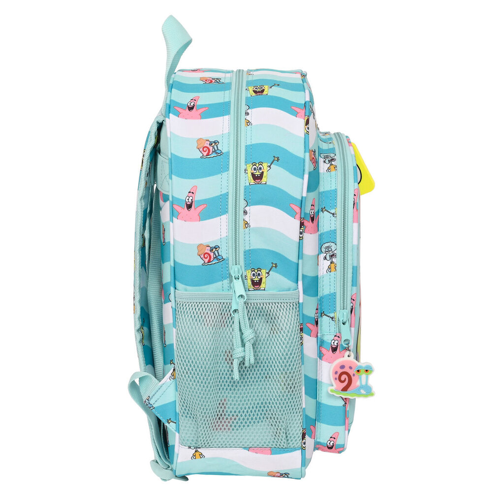 Mokyklinis krepšys Spongebob Stay positive Mėlyna Balta (32 x 38 x 12 cm) kaina ir informacija | Kuprinės mokyklai, sportiniai maišeliai | pigu.lt