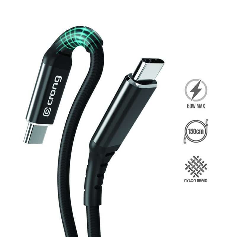 Crong Armor Link, USB-C - USB-C, 1.5 m kaina ir informacija | Laidai telefonams | pigu.lt