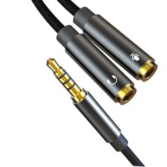 XO audio cable 2in1 NB-R197 3.5mm jack - socket 3.5 мм jack / microphone 0,23 м black цена и информация | Кабели для телефонов | pigu.lt