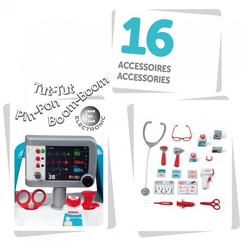 Elektroninis medicininis vežimėlis - Smoby, 16 elementų kaina ir informacija | Žaislai mergaitėms | pigu.lt