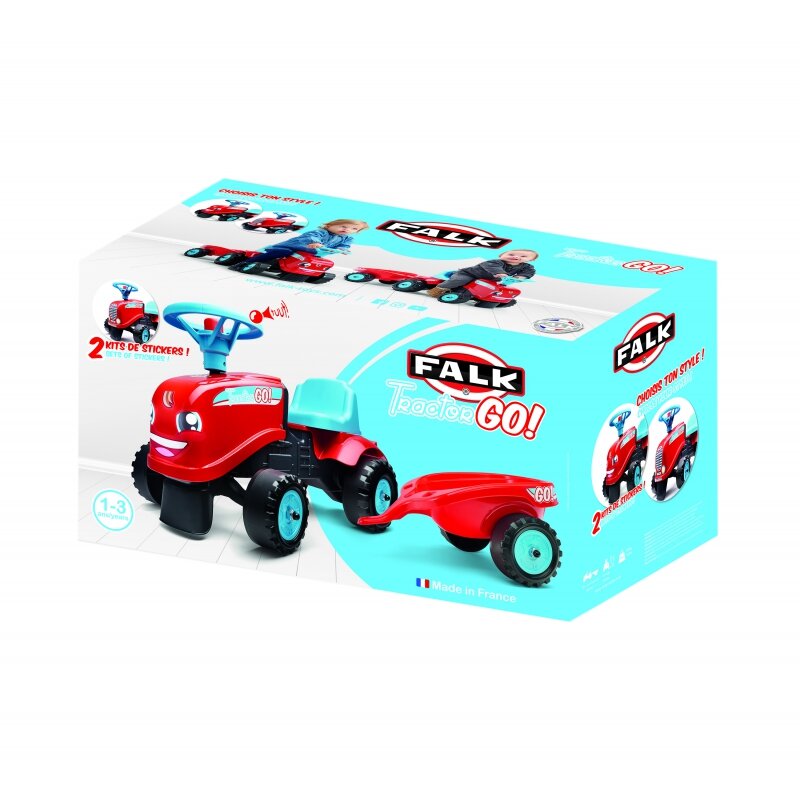 Paspiriamas traktorius su priekaba - Falk Tractor Go, raudonas kaina ir informacija | Žaislai kūdikiams | pigu.lt