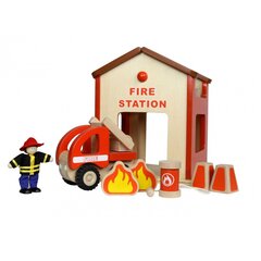 Medinė mini ugniagesių stotis kaina ir informacija | Žaislai kūdikiams | pigu.lt