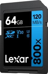 Lexar Professional 800X SDXC UHS-I цена и информация | Карты памяти для телефонов | pigu.lt