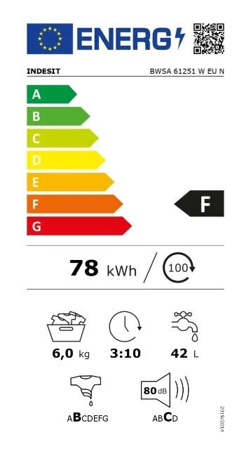 INDESIT BWSA 61251 W kaina ir informacija | Skalbimo mašinos | pigu.lt