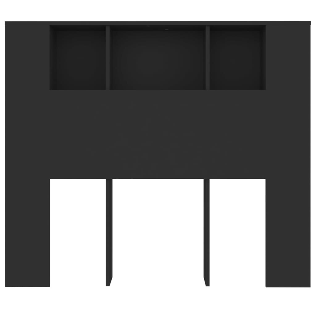 Galvūgalis-spintelė, juodos spalvos, 120x18,5x104,5cm kaina ir informacija | Lovos | pigu.lt