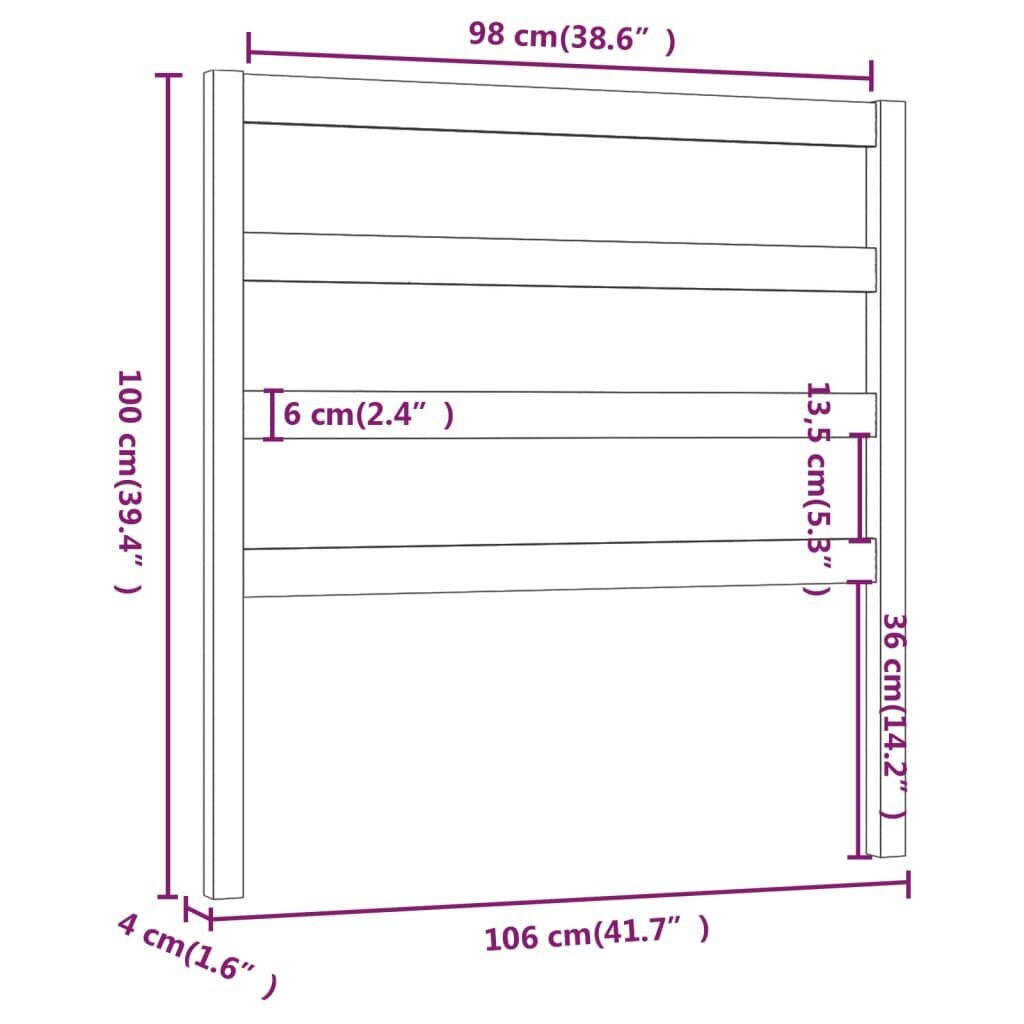 Lovos galvūgalis, medaus rudas, 106x4x100cm, pušies masyvas kaina ir informacija | Lovos | pigu.lt