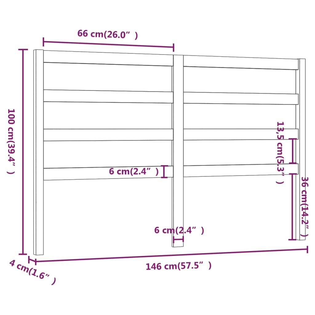 Lovos galvūgalis, medaus rudas, 146x4x100cm, pušies masyvas kaina ir informacija | Lovos | pigu.lt