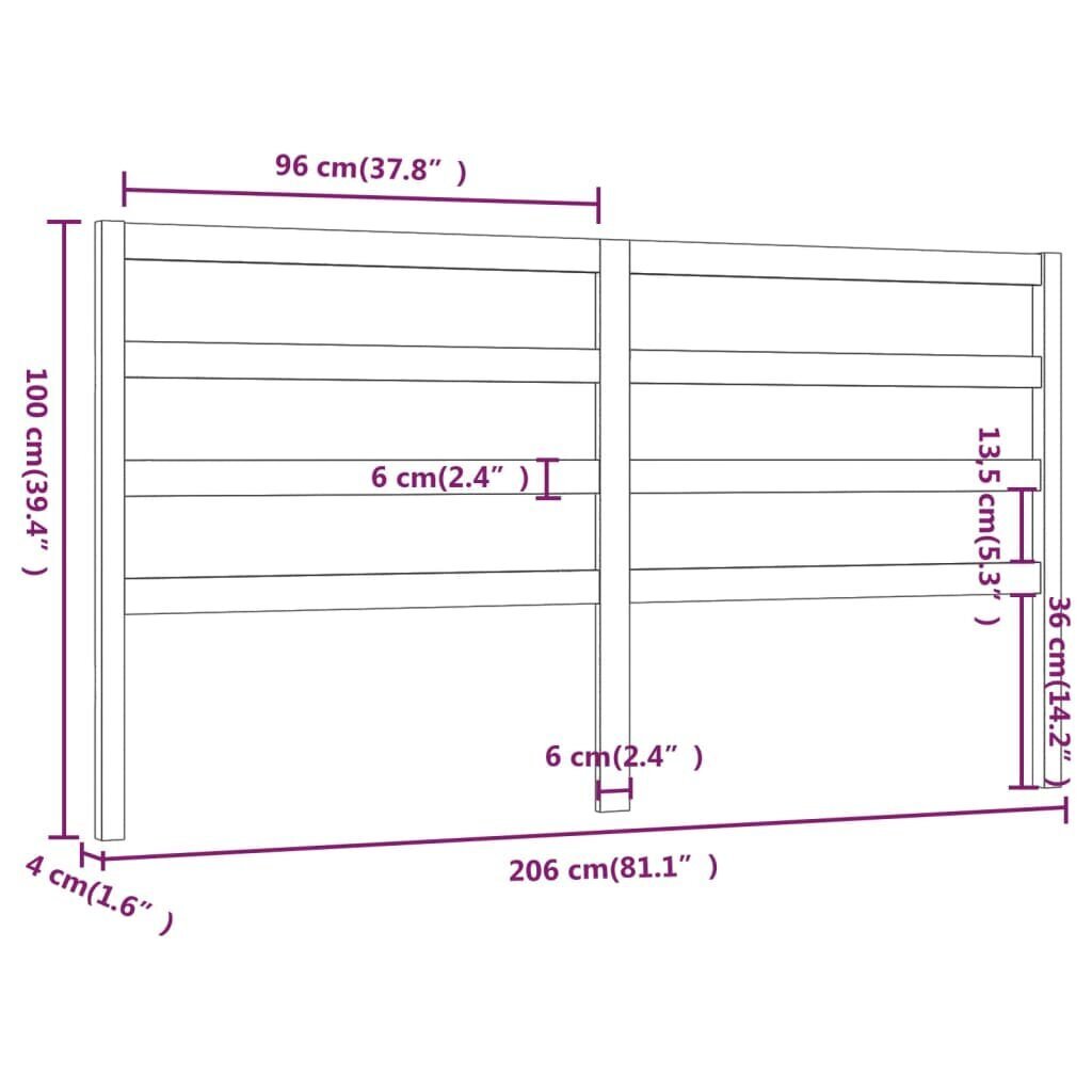 Lovos galvūgalis, medaus rudas, 206x4x100cm, pušies masyvas kaina ir informacija | Lovos | pigu.lt