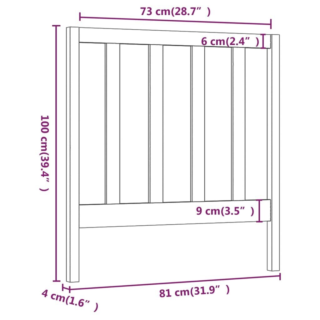 Lovos galvūgalis, medaus rudas, 81x4x100cm, pušies masyvas kaina ir informacija | Lovos | pigu.lt