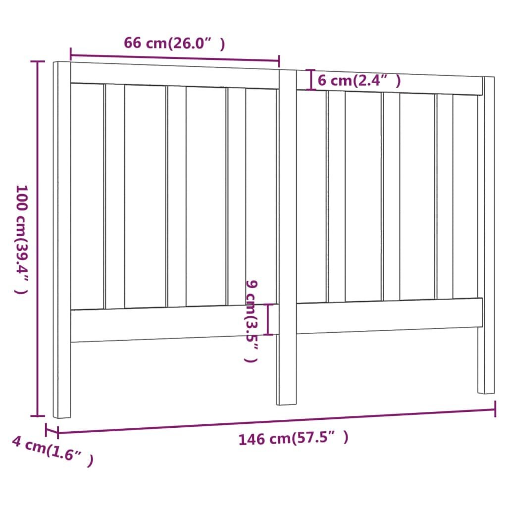 Lovos galvūgalis, pilkas, 146x4x100cm, pušies medienos masyvas kaina ir informacija | Lovos | pigu.lt