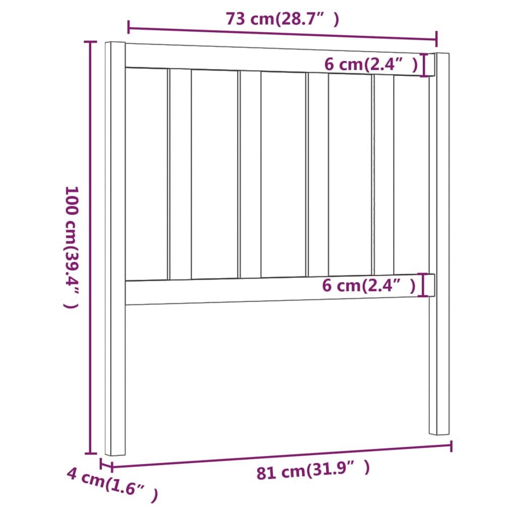 Lovos galvūgalis, juodas, 81x4x100cm, pušies medienos masyvas kaina ir informacija | Lovos | pigu.lt