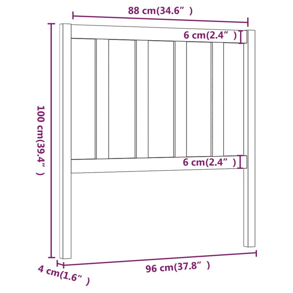 Lovos galvūgalis, 96x4x100cm, pušies medienos masyvas kaina ir informacija | Lovos | pigu.lt