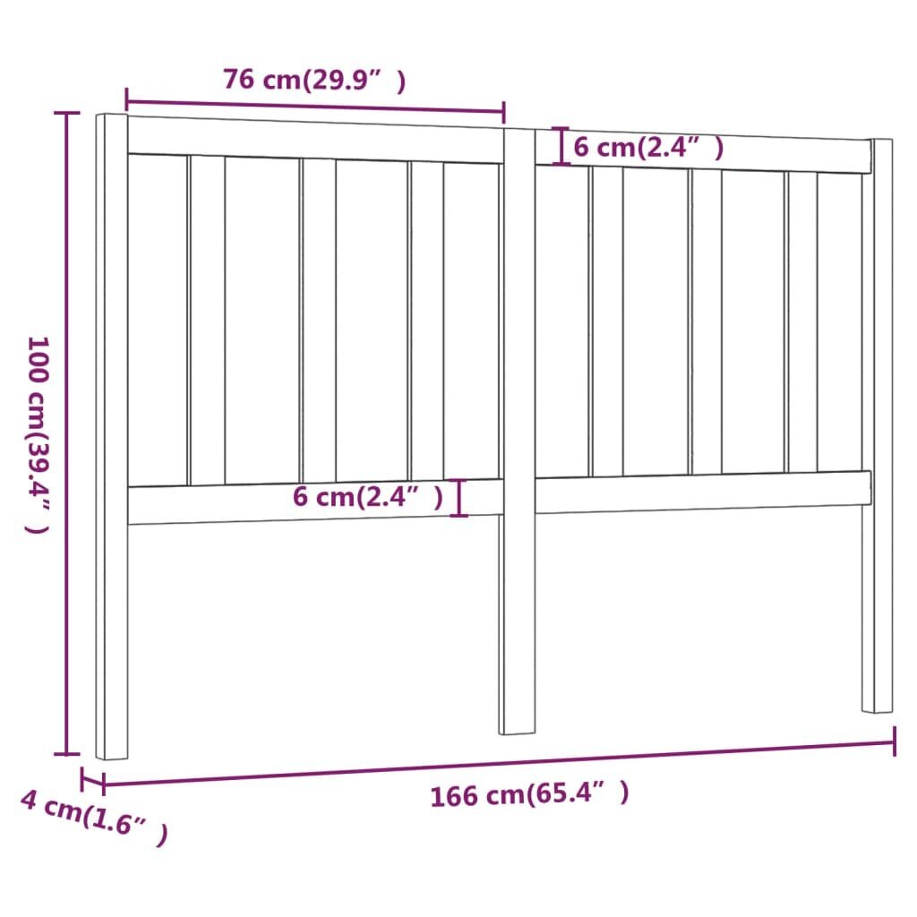 Lovos galvūgalis, baltas, 166x4x100cm, pušies medienos masyvas kaina ir informacija | Lovos | pigu.lt