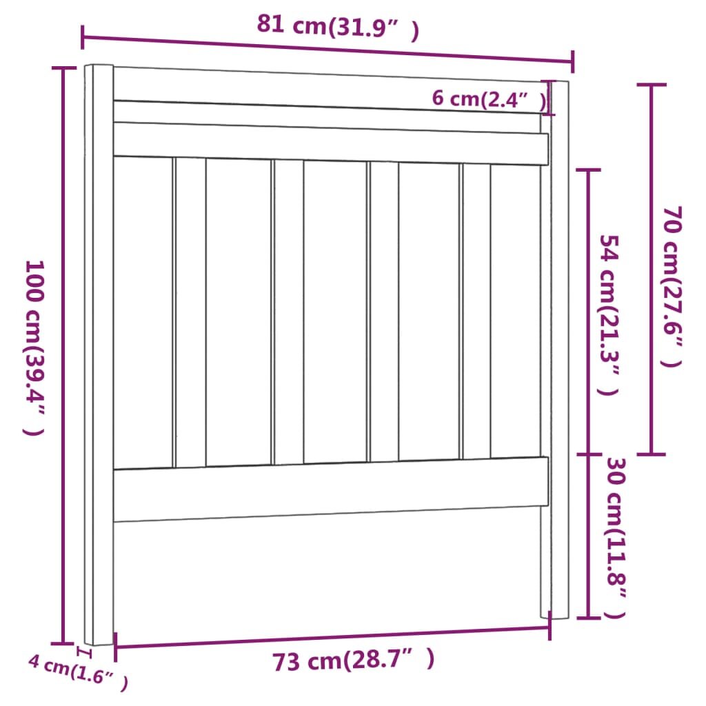 Lovos galvūgalis, 81x4x100cm, pušies medienos masyvas kaina ir informacija | Lovos | pigu.lt