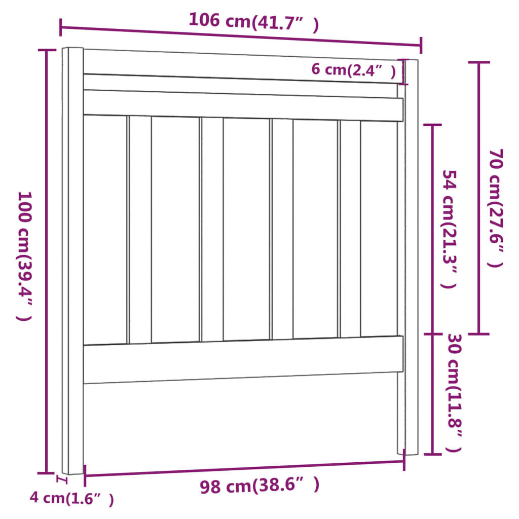 Lovos galvūgalis, pilkas, 106x4x100cm, pušies medienos masyvas kaina ir informacija | Lovos | pigu.lt