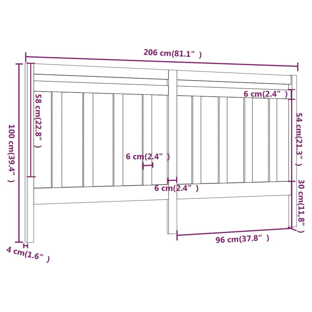 Lovos galvūgalis, baltas, 206x4x100cm, pušies medienos masyvas kaina ir informacija | Lovos | pigu.lt