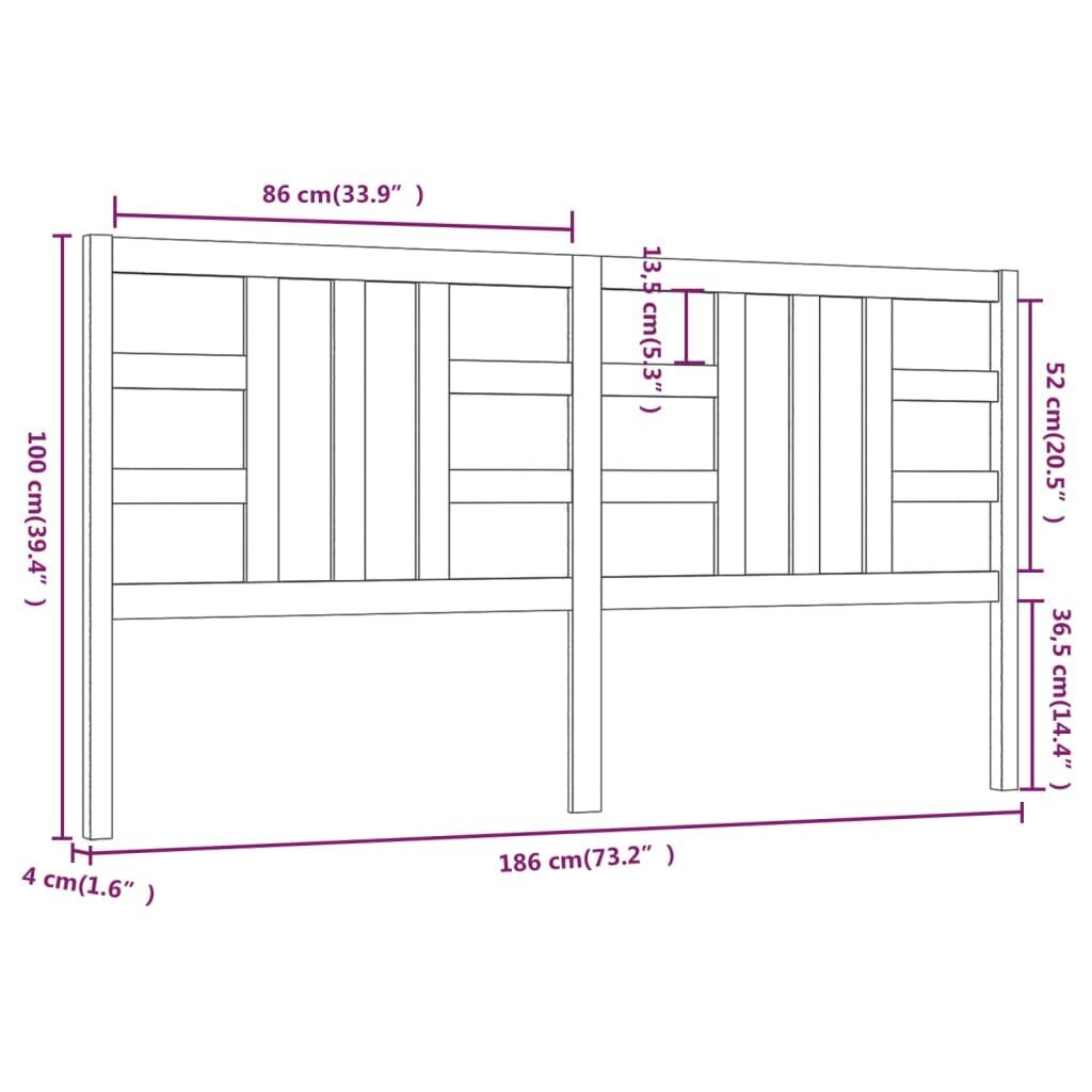 Lovos galvūgalis, baltas, 186x4x100cm, pušies medienos masyvas kaina ir informacija | Lovos | pigu.lt