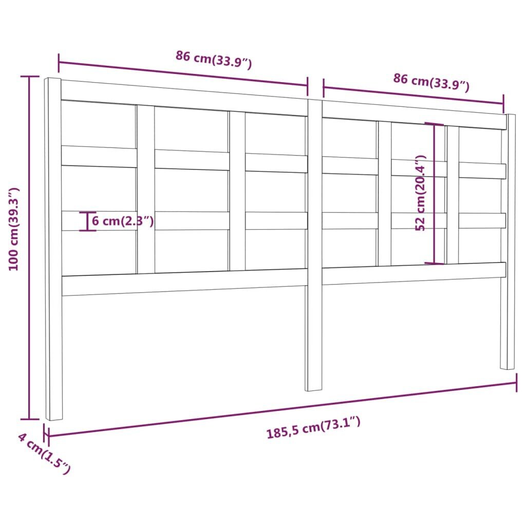 Lovos galvūgalis, medaus rudas, 185,5x4x100cm, pušies masyvas kaina ir informacija | Lovos | pigu.lt