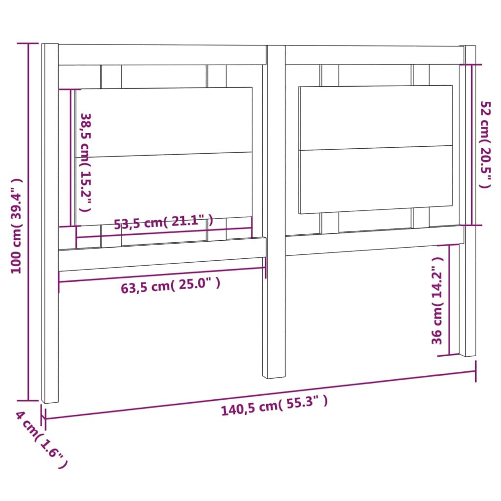 Lovos galvūgalis, 140,5x4x100cm, pušies medienos masyvas kaina ir informacija | Lovos | pigu.lt