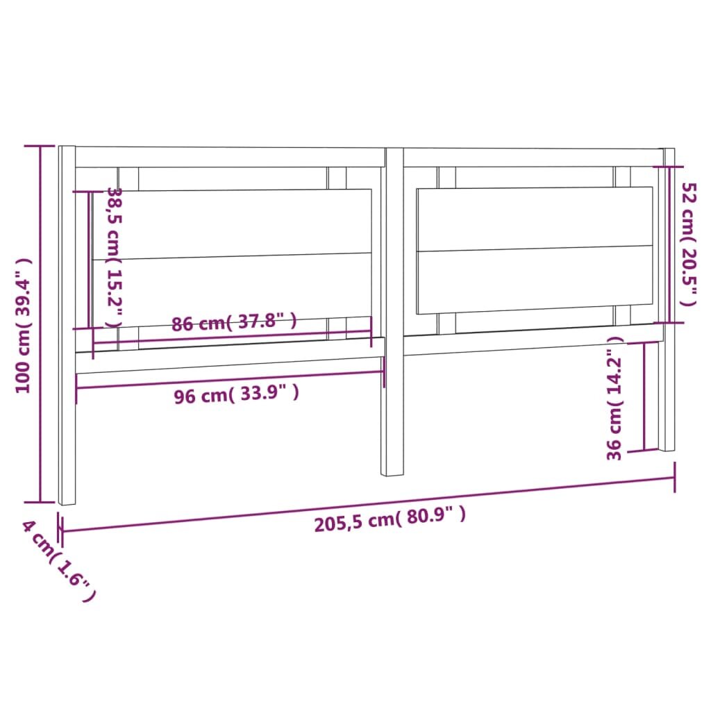 Lovos galvūgalis, 205,5x4x100cm, pušies medienos masyvas kaina ir informacija | Lovos | pigu.lt