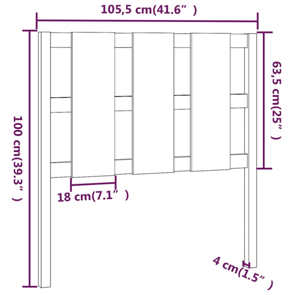 Lovos galvūgalis, 105,5x4x100cm, pušies medienos masyvas kaina ir informacija | Lovos | pigu.lt