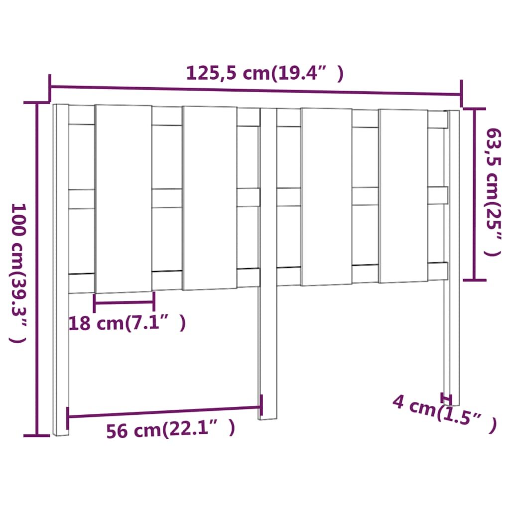 Lovos galvūgalis, 125,5x4x100cm, pušies medienos masyvas kaina ir informacija | Lovos | pigu.lt