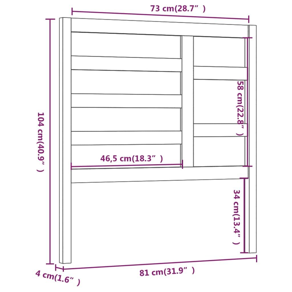 Lovos galvūgalis, baltas, 81x4x104cm, pušies medienos masyvas kaina ir informacija | Lovos | pigu.lt