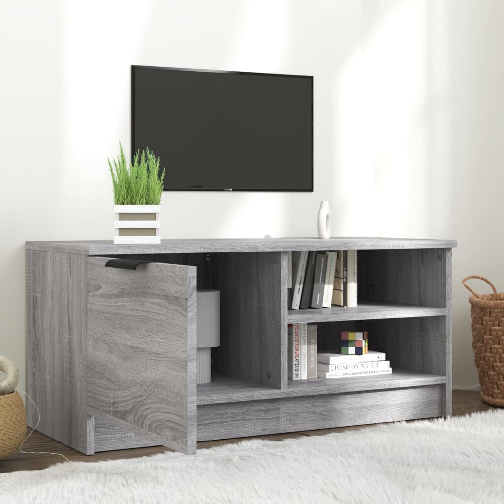 Televizoriaus spintelė, pilka, 80x35x36,5cm, apdirbta mediena kaina ir informacija | TV staliukai | pigu.lt