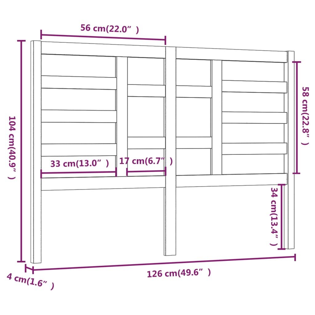 Lovos galvūgalis, 126x4x104cm, pušies medienos masyvas kaina ir informacija | Lovos | pigu.lt