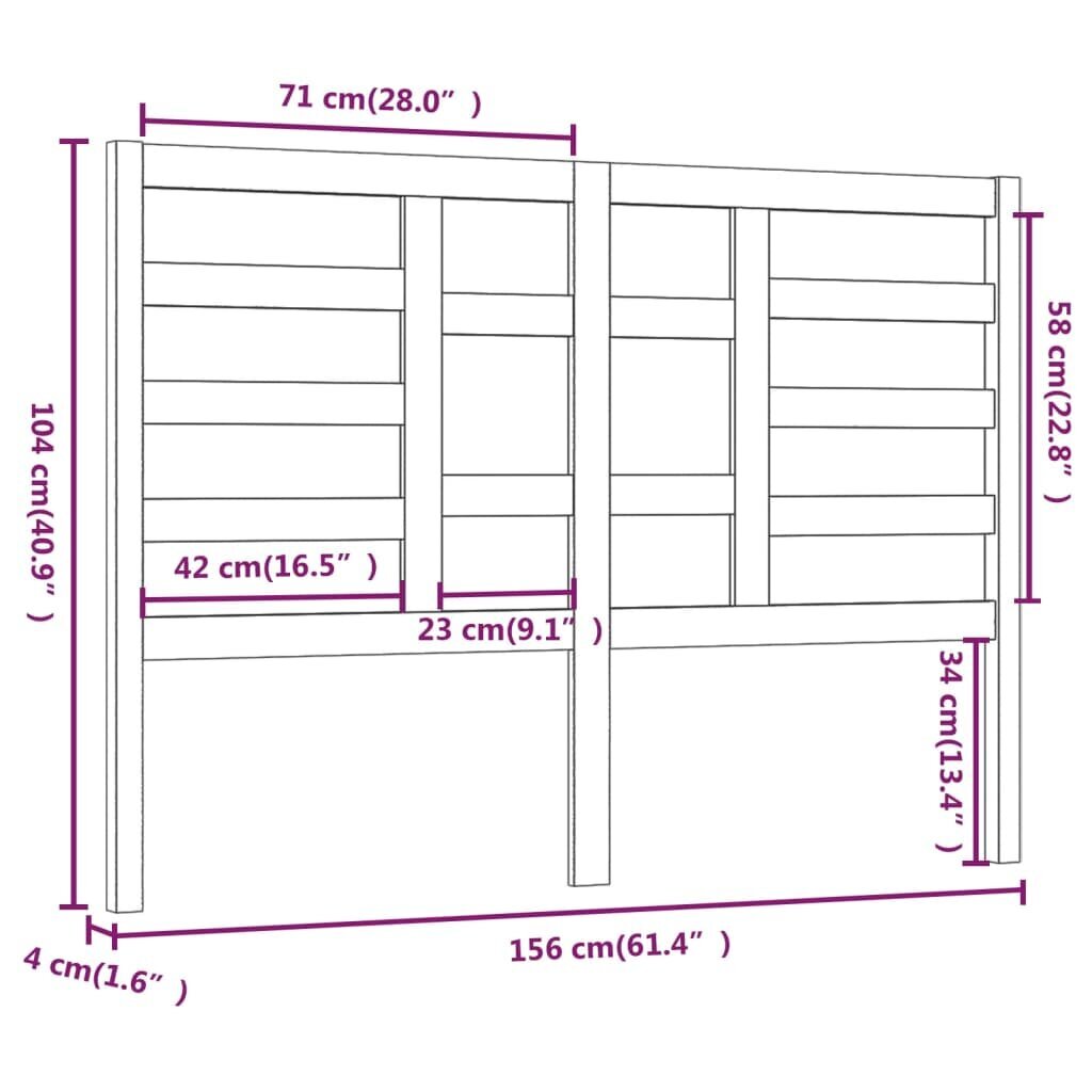 Lovos galvūgalis, baltas, 156x4x104cm, pušies medienos masyvas kaina ir informacija | Lovos | pigu.lt