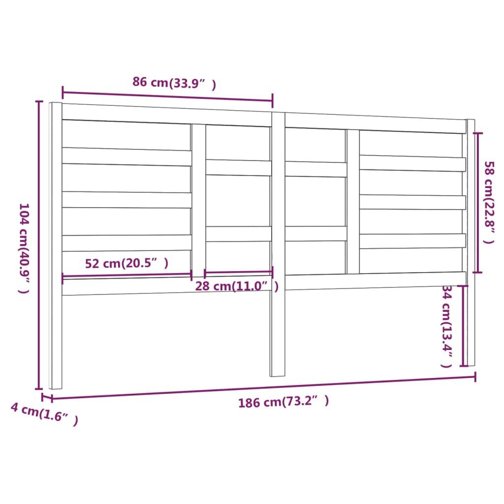 Lovos galvūgalis, medaus rudas, 186x4x104cm, pušies masyvas kaina ir informacija | Lovos | pigu.lt