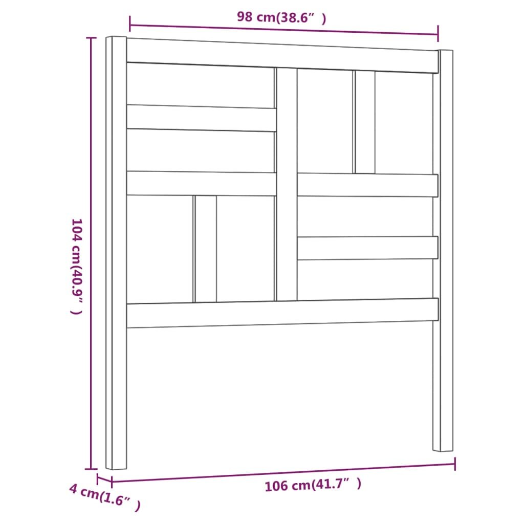 Lovos galvūgalis, 106x4x104cm, pušies medienos masyvas kaina ir informacija | Lovos | pigu.lt